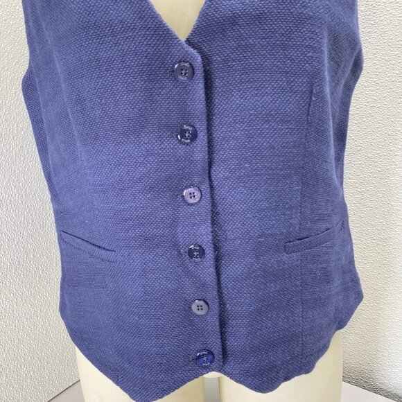 STAUD Brett Textured Cotton Twill Vest • Size L • Navy Blue - Picture 10 of 11
